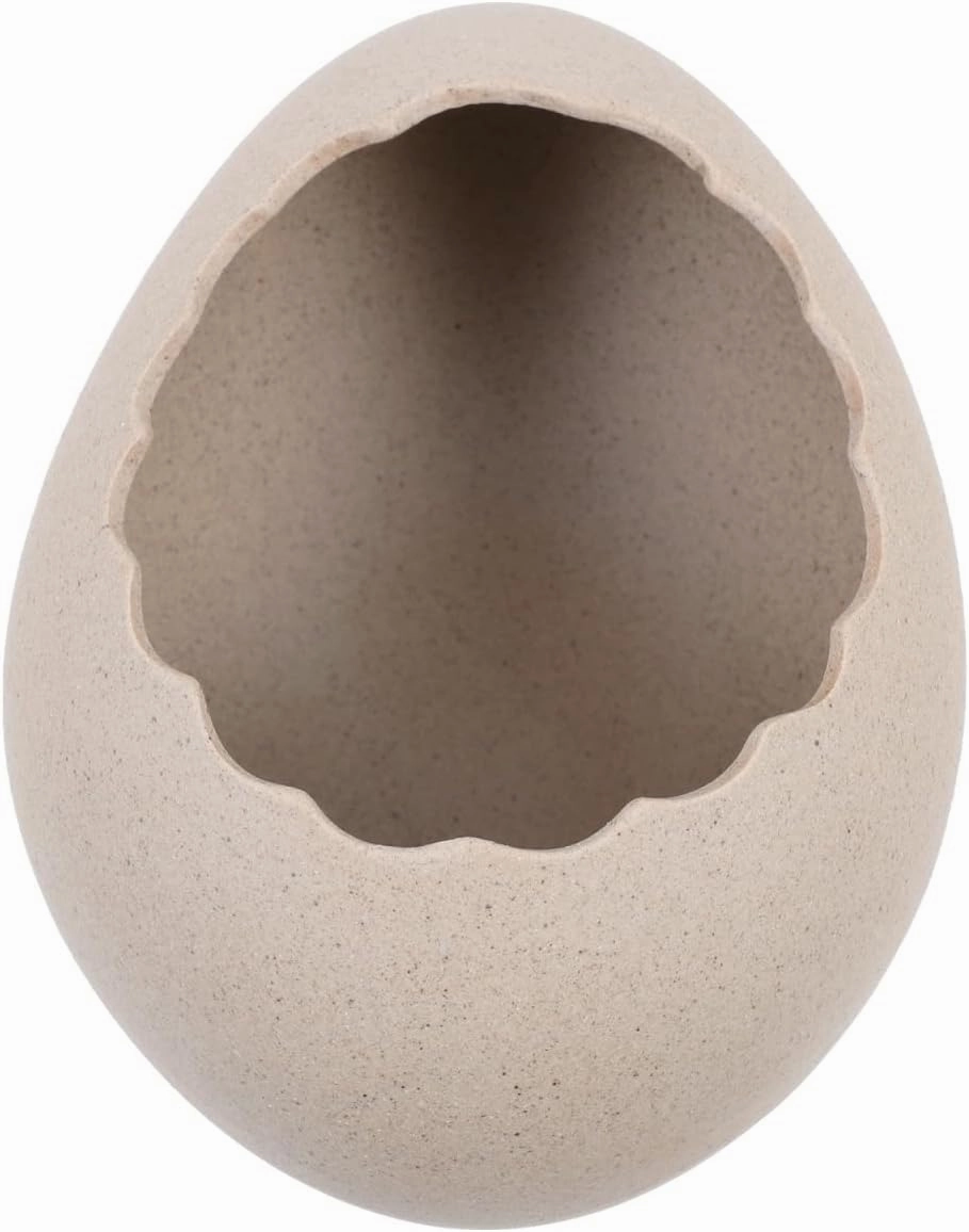 UPKOCH 6" Egg Shape Ceramic Bowl - Dinosaur Nest Design Dual-Use Dessert Bowl & Planter Pot, Khaki Serving Dish for Ice Cream/Salads/Flower Arrangements