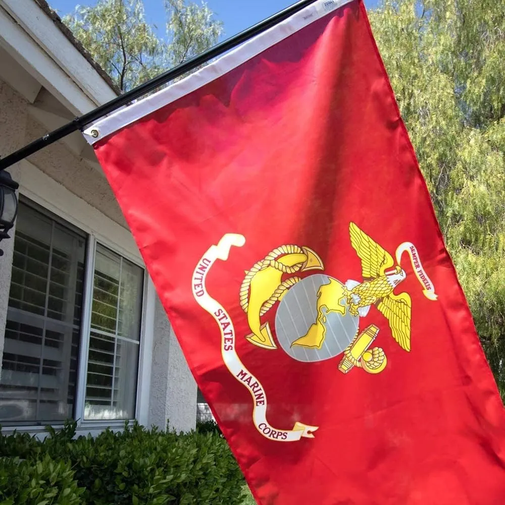 US Marine Corps Flag: 3x5 ft Officially Licensed. 100% Made in USA Military Flag. Strong, Long Lasting, and Durable with Brass Grommets.