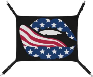 USA Flag Lips Hanging Cat Bed Soft Breathable Pet Hammock for Cage Pet Sleeper for Kitten Ferret Puppy Rabbit