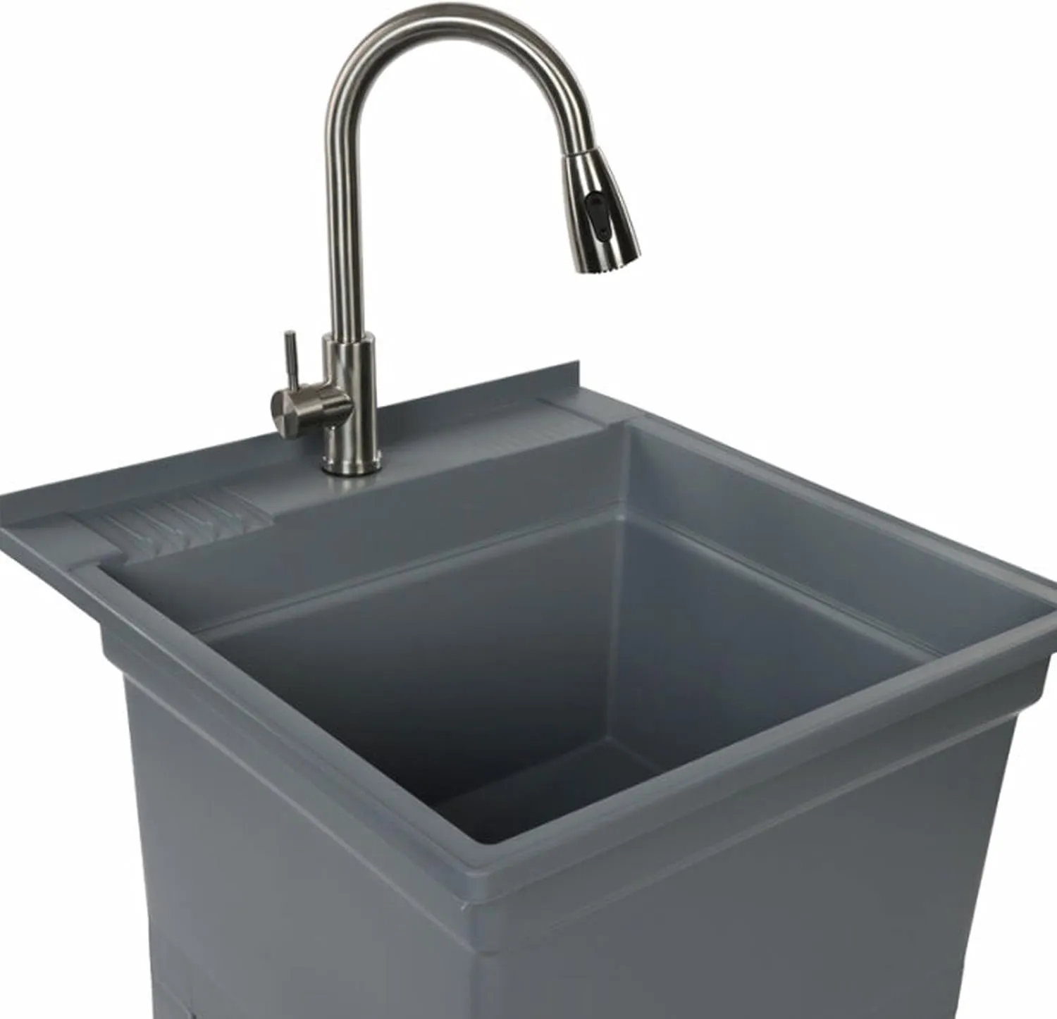 USA-Made Plastic Freestanding 24 in x 24-Inch UtilityTub Heavy Duty Compact Utility Sink Ideal for Workshop, Laundry Room, Garage, Greenhouse, Pet Wash Station (Grey)