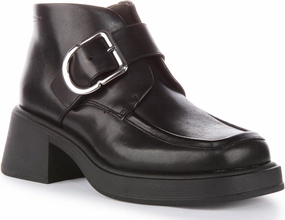 Vagabond Dorah Women's Leather Block Heel Shoes with Side Zip (Black, US 10)