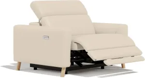 Valencia Elodie Leather Reclining Accent Chair, Italian Nappa 11000 Top Grain Leather, Power Recline & Adjustable Headrests - Beige