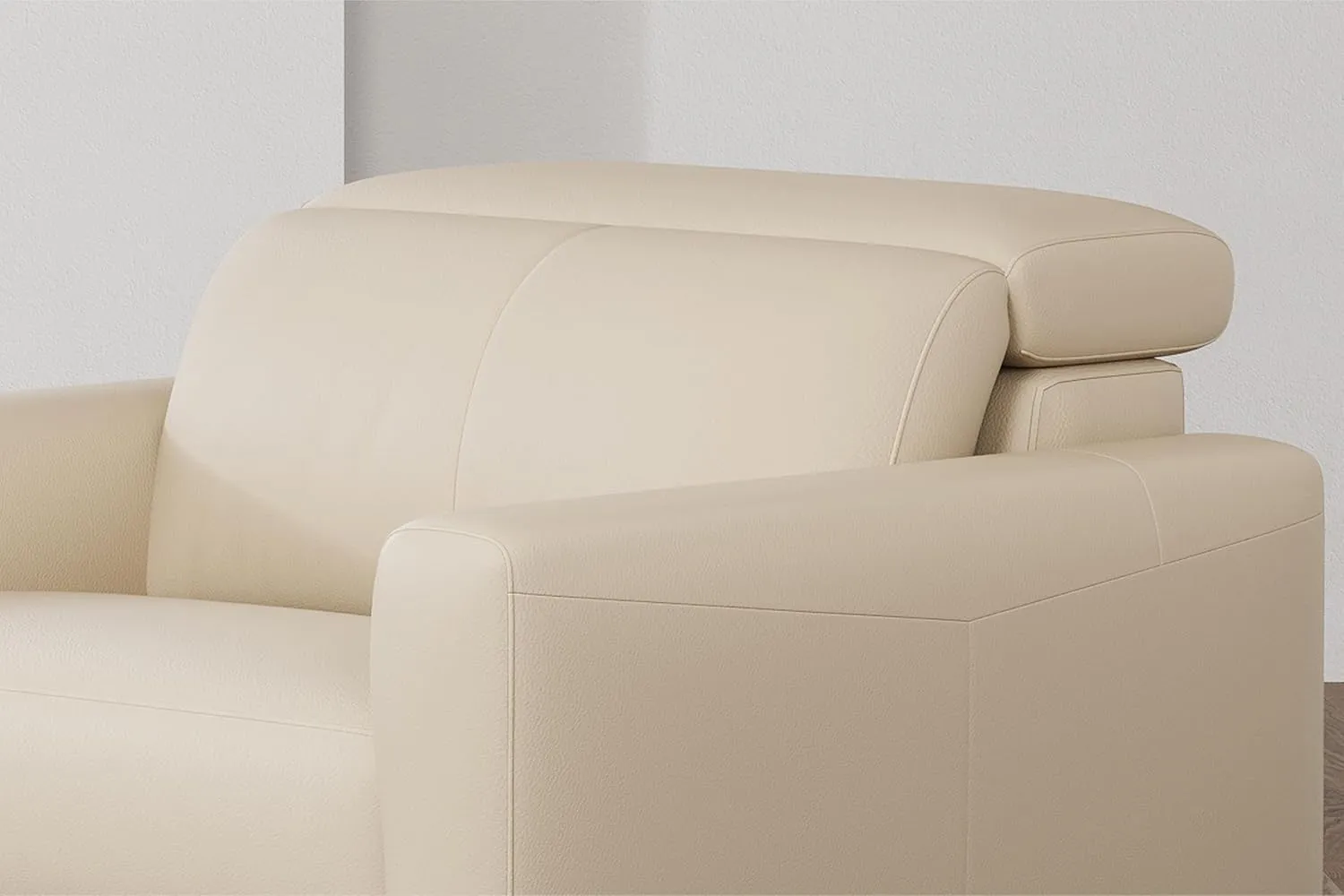 Valencia Elodie Leather Reclining Accent Chair, Italian Nappa 11000 Top Grain Leather, Power Recline & Adjustable Headrests - Beige