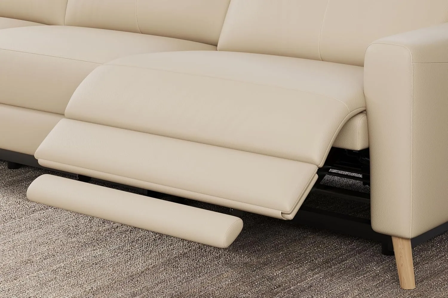 Valencia Elodie Leather Reclining Accent Chair, Italian Nappa 11000 Top Grain Leather, Power Recline & Adjustable Headrests - Beige
