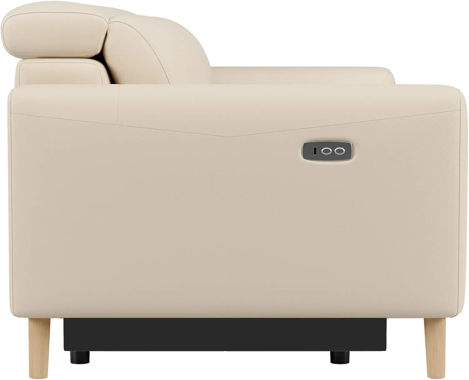 Valencia Elodie Leather Reclining Accent Chair, Italian Nappa 11000 Top Grain Leather, Power Recline & Adjustable Headrests - Beige