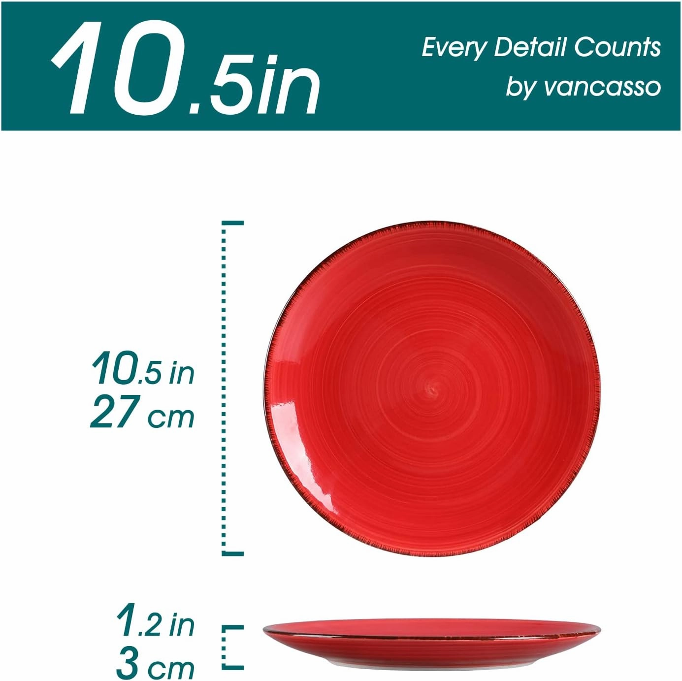 vancasso Bonita Dinner Plates, 10.5 Inch Ceramic Plates, Microwave, Oven and Dishwasher Safe Plates Set of 6 - Assorted Colors