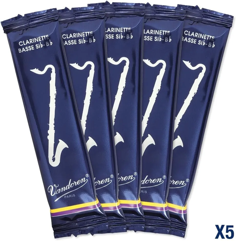 Vandoren CR123 Bass Clarinet Traditional Reeds Strength 3; Box of 5