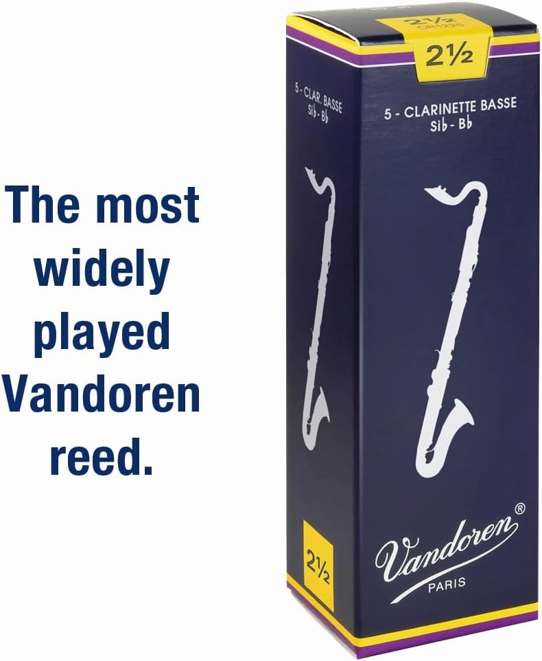 Vandoren CR1225 Bass Clarinet Traditional Reeds Strength 2.5; Box of 5