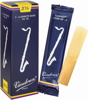 Vandoren CR1225 Bass Clarinet Traditional Reeds Strength 2.5; Box of 5