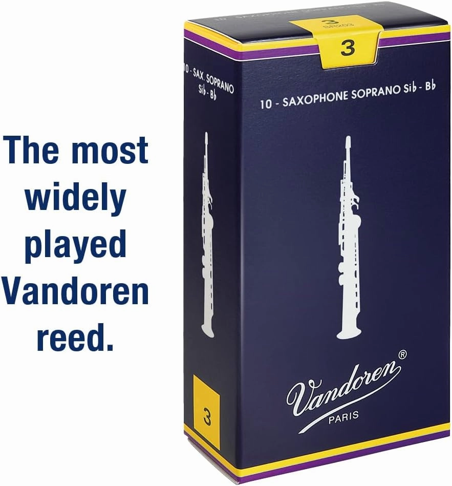 Vandoren SR203 Soprano Sax Traditional Reeds Strength 3; Box of 10
