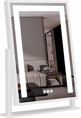 Vanity Mirror with Lights, Three Color Lighting Modes, Swivel Mirror, Lighted Makeup LED Mirror, Smart Touch Control, 360°Rotation(White,Medium)