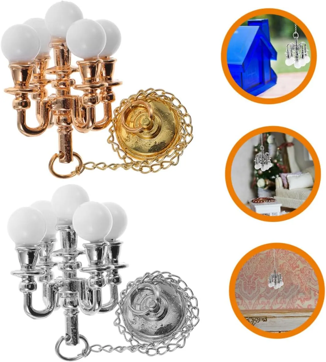 VANZACK 2sets Miniature Chandelier Light Ceiling Lamp for Dollhouse Decor Compact Ornament for Mini House Decoration House Accessories 2pcs*2