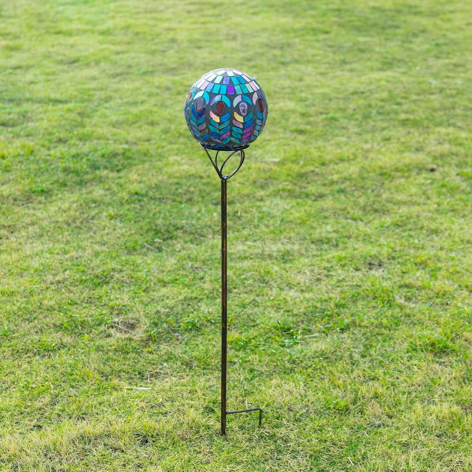 VCUTEKA Solar Lights Outdoor Garden Decor Mosaic Solar Garden Lights Waterproof Glass Ball LED Pathway Stake Light for Landscape Lawn Patio Yard Decoration 6 inch