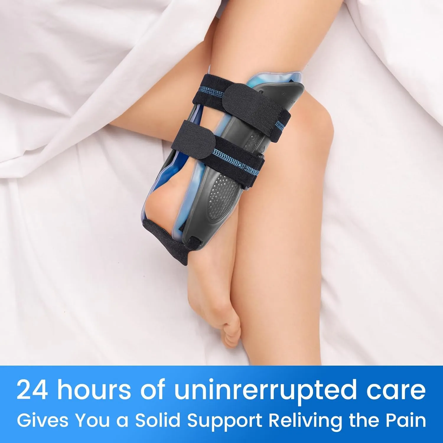 Velpeau Ankle Stabilizer Brace for Sprain, Ligament Injury (Grade 1 to 2), Tendonitis, Adjustable Stirrup Ankle Support Splint for Women and Men,Reversible Left & Right Foots,One Size (Gel Pads, Grey)