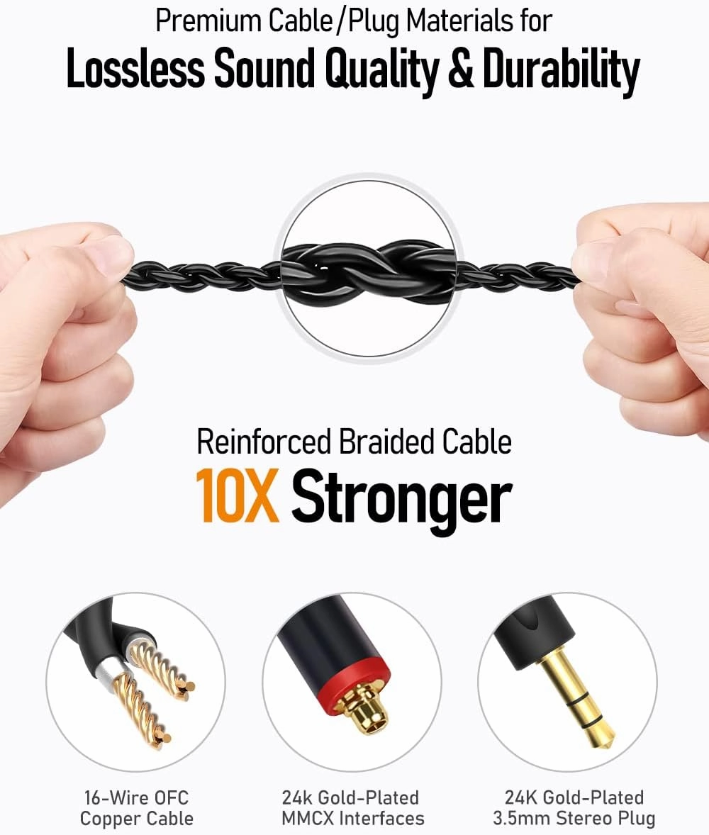 Vibes 201C Wired Earbuds in-Ear Headphones, USB C to 3.5mm Adapter & Braided Cord, Noise Isolating Bass Driven Earphones, Carry Case, Ear Buds Tips, 3.5mm Jack (Clear Brown, No Mic)