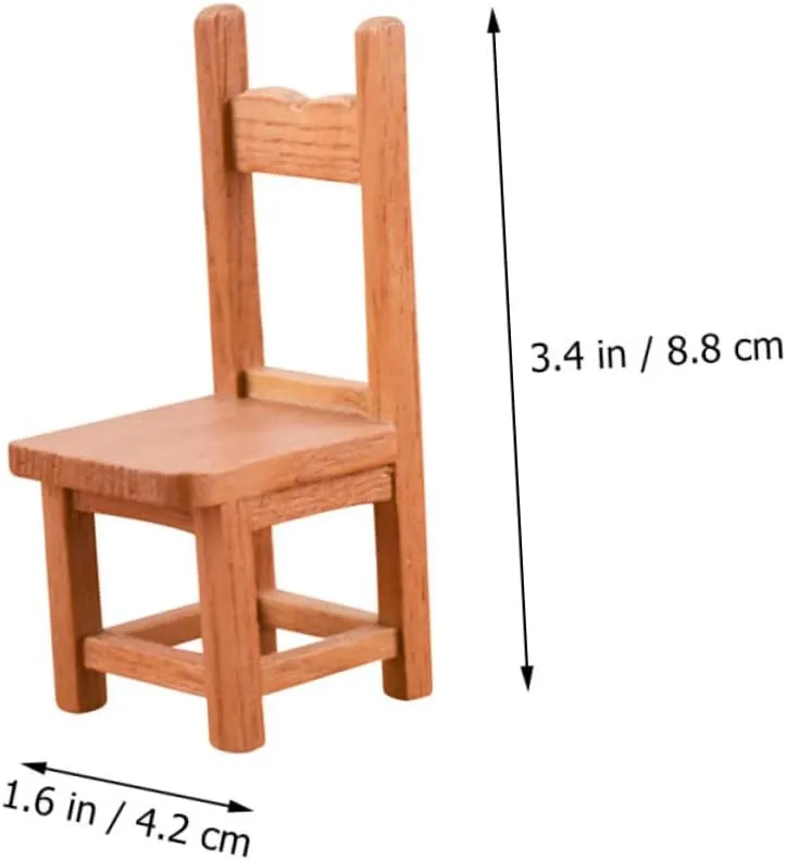 VICASKY 2sets Miniature Wooden Chair Model Delicate Dollhouse Furniture Decor for Realistic for Crafts and Photo Props 2pcs*2