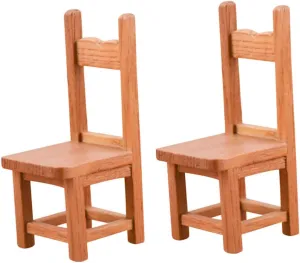 VICASKY 2sets Miniature Wooden Chair Model Delicate Dollhouse Furniture Decor for Realistic for Crafts and Photo Props 2pcs*2
