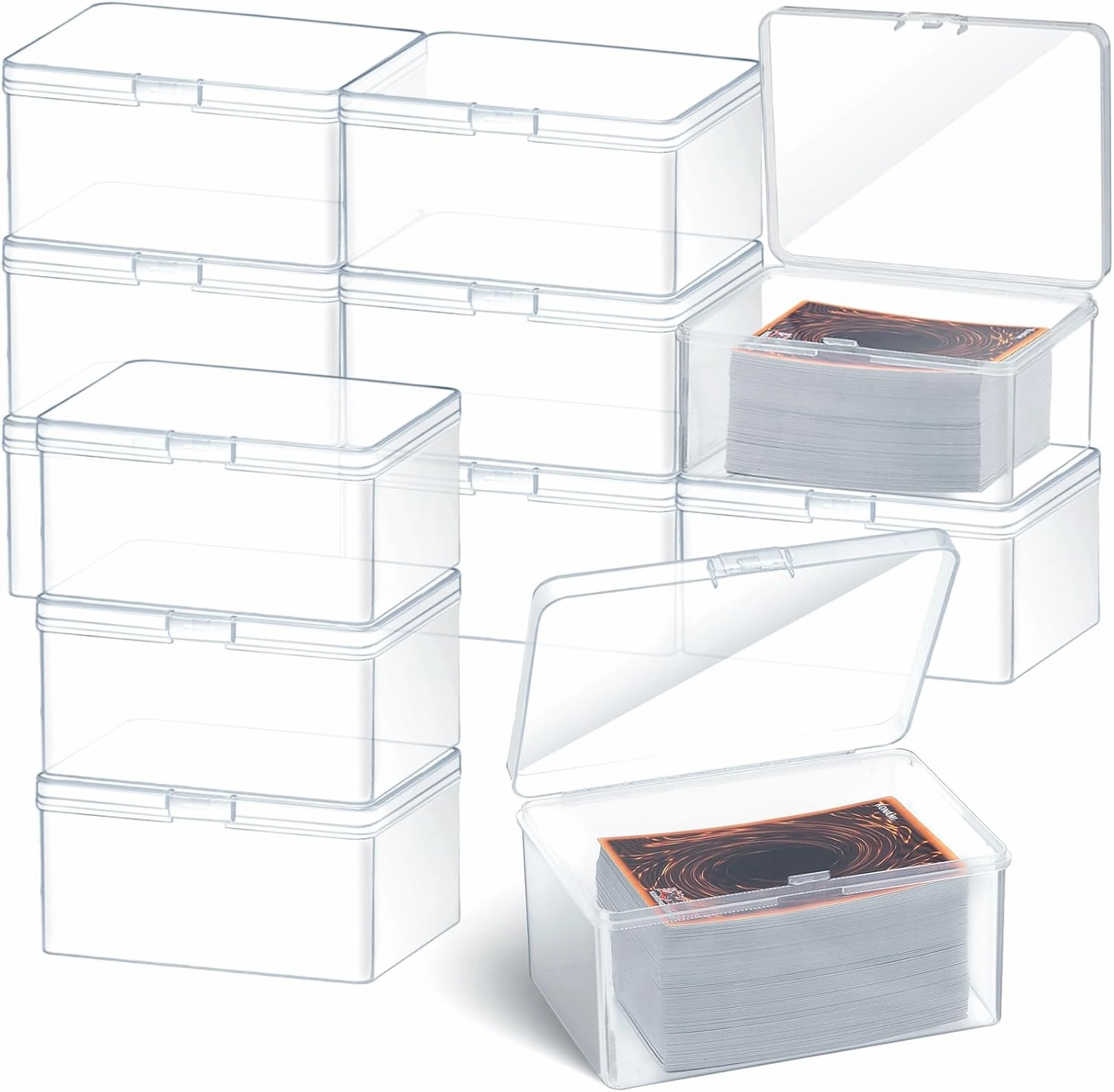 Vicenpal Playing Deck Card Storage Box Plastic Card Boxes Compatible with 100 Mtg Holder Storage Case 4.3 x 2.95 x 2.2 Inches Organizer Snap Closed Trading Games Collector(12 Pcs)