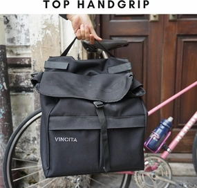Vincita Top Load Double Pannier Water Resistant Cycling Side Bags - with Rain Cover, Large, Carrying Handle, Reflective Spots - Bike Rack Carrier Saddle Bag - Bicycle Accessories…