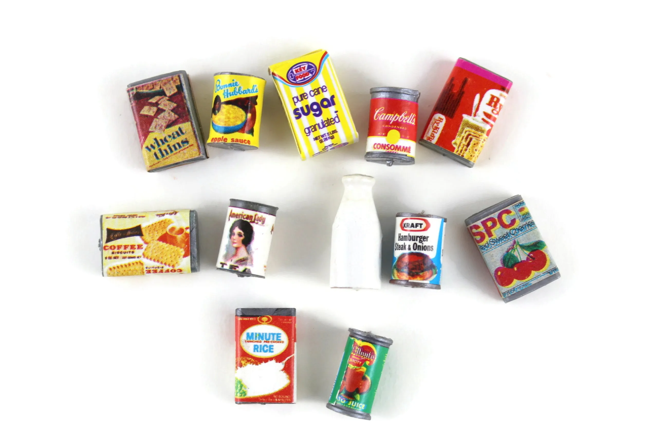 Vintage 1:12 Miniature Dollhouse Food Lot - Set of 12 Boxed Food & Cans