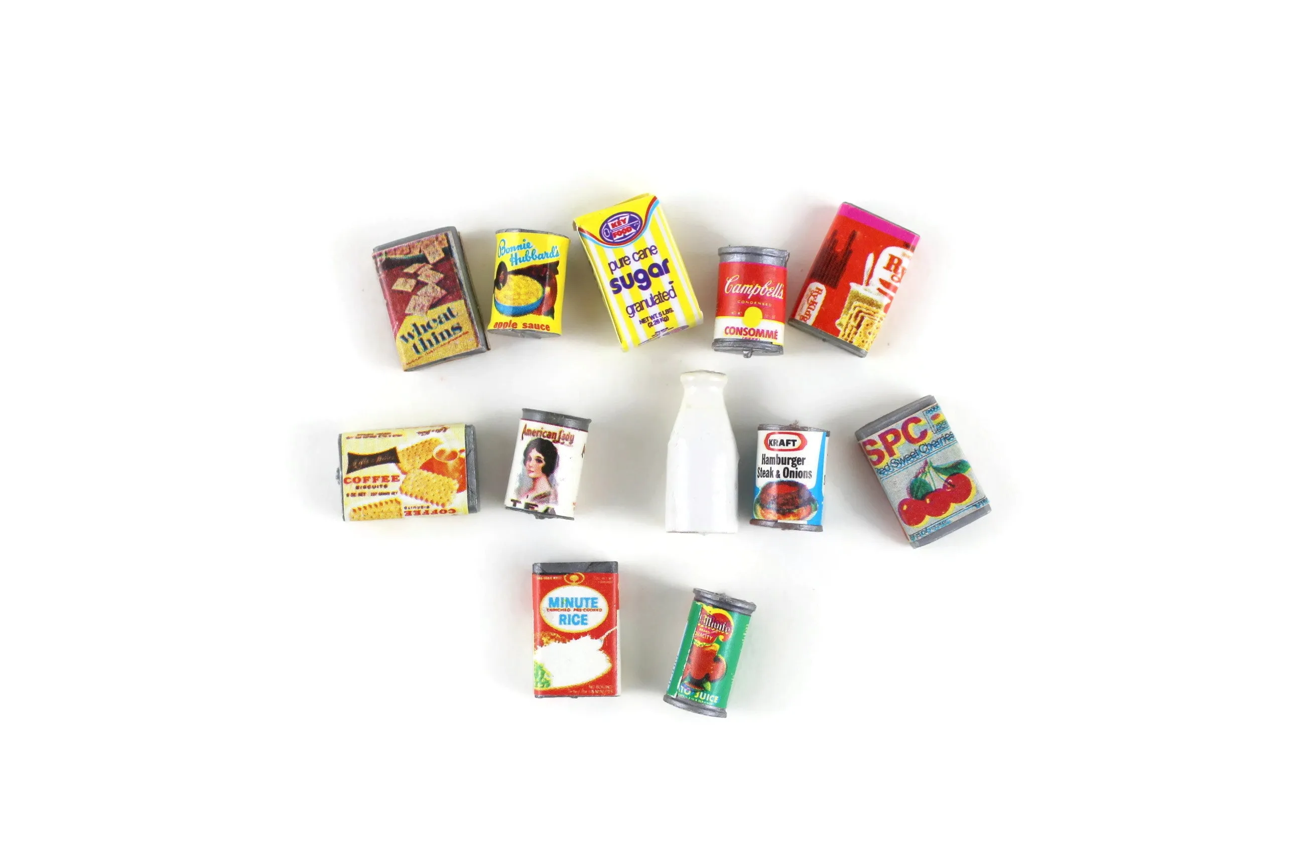 Vintage 1:12 Miniature Dollhouse Food Lot - Set of 12 Boxed Food & Cans