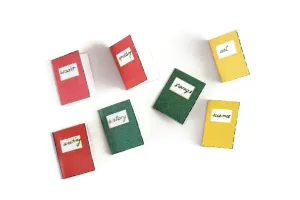 Vintage 1:12 Miniature Dollhouse Set of 7 School Folders or Notebooks