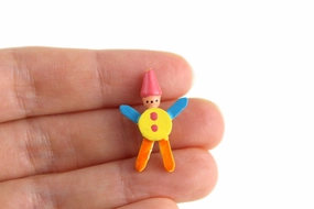 Vintage 1:12 Miniature Dollhouse Colorful Wooden Clown Doll Figurine