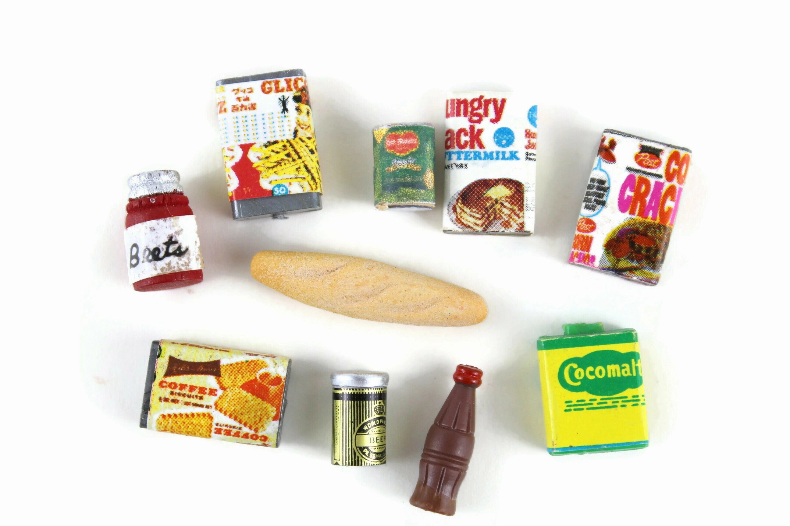 Vintage 1:12 Miniature Dollhouse Food Lot - Set of 10 Boxed Food & Cans