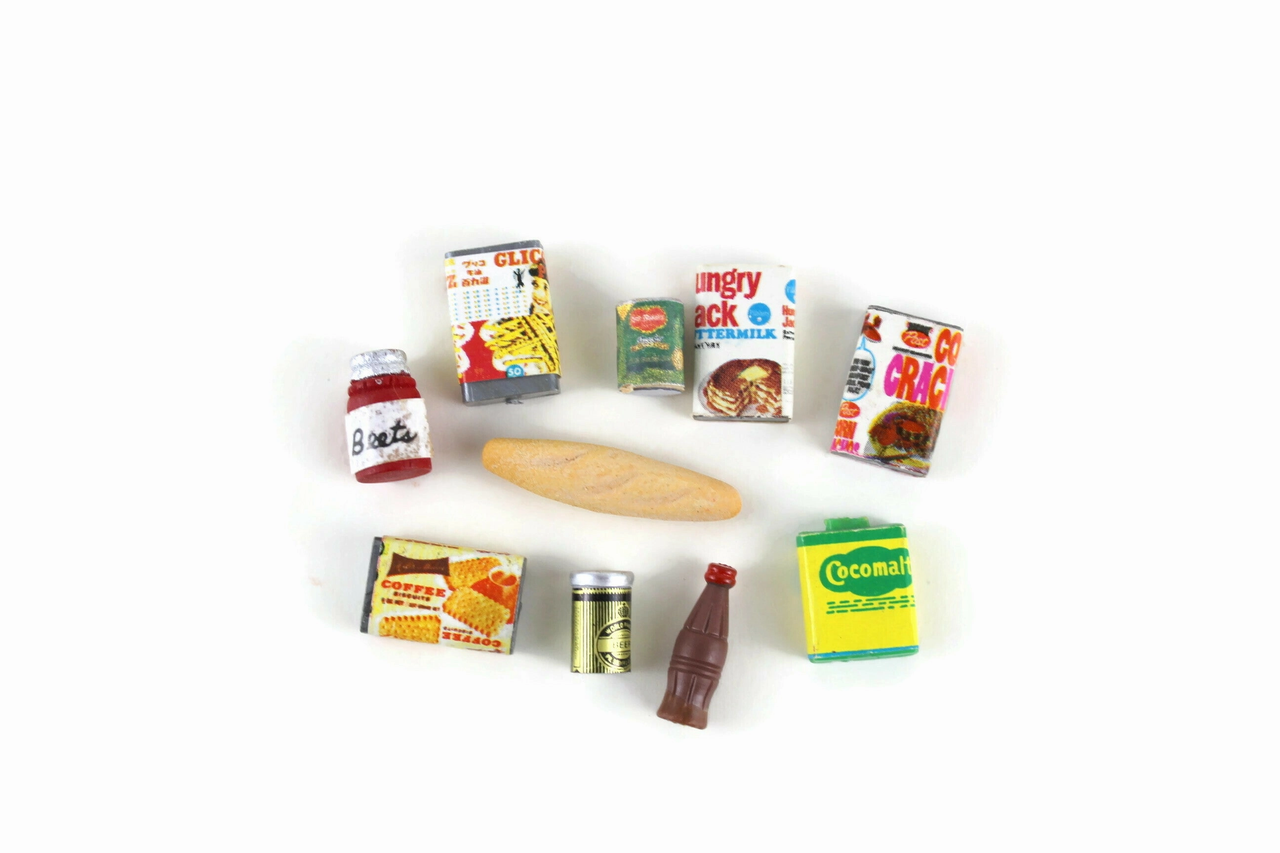 Vintage 1:12 Miniature Dollhouse Food Lot - Set of 10 Boxed Food & Cans