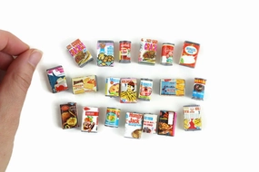Vintage 1:12 Miniature Dollhouse Food Lot - Set of 20 Boxed Food & Cans