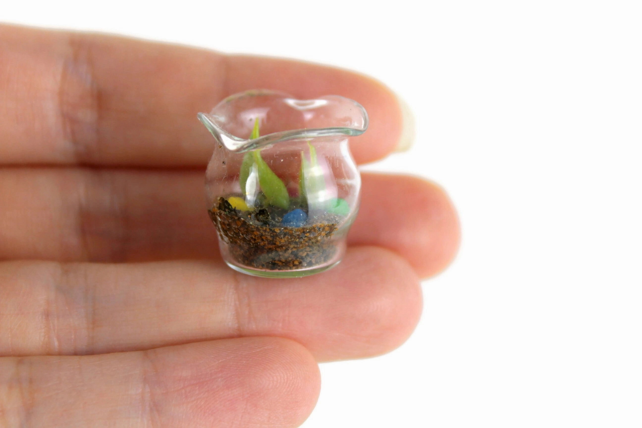 Vintage 1:12 Miniature Dollhouse Glass Plant Terrarium or Turtle Habitat