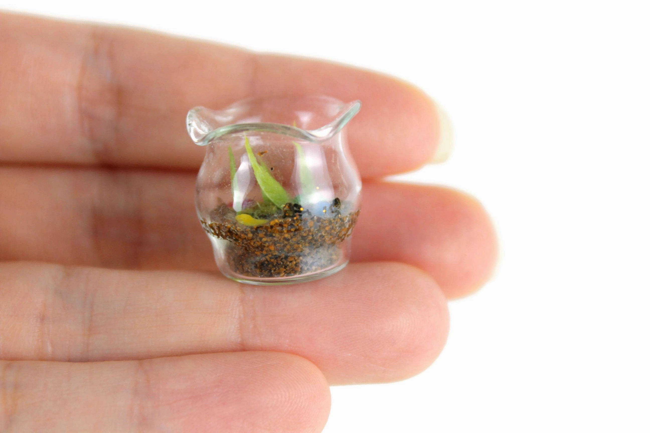 Vintage 1:12 Miniature Dollhouse Glass Plant Terrarium or Turtle Habitat