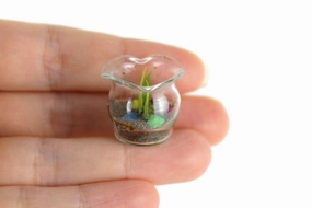 Vintage 1:12 Miniature Dollhouse Glass Plant Terrarium or Turtle Habitat