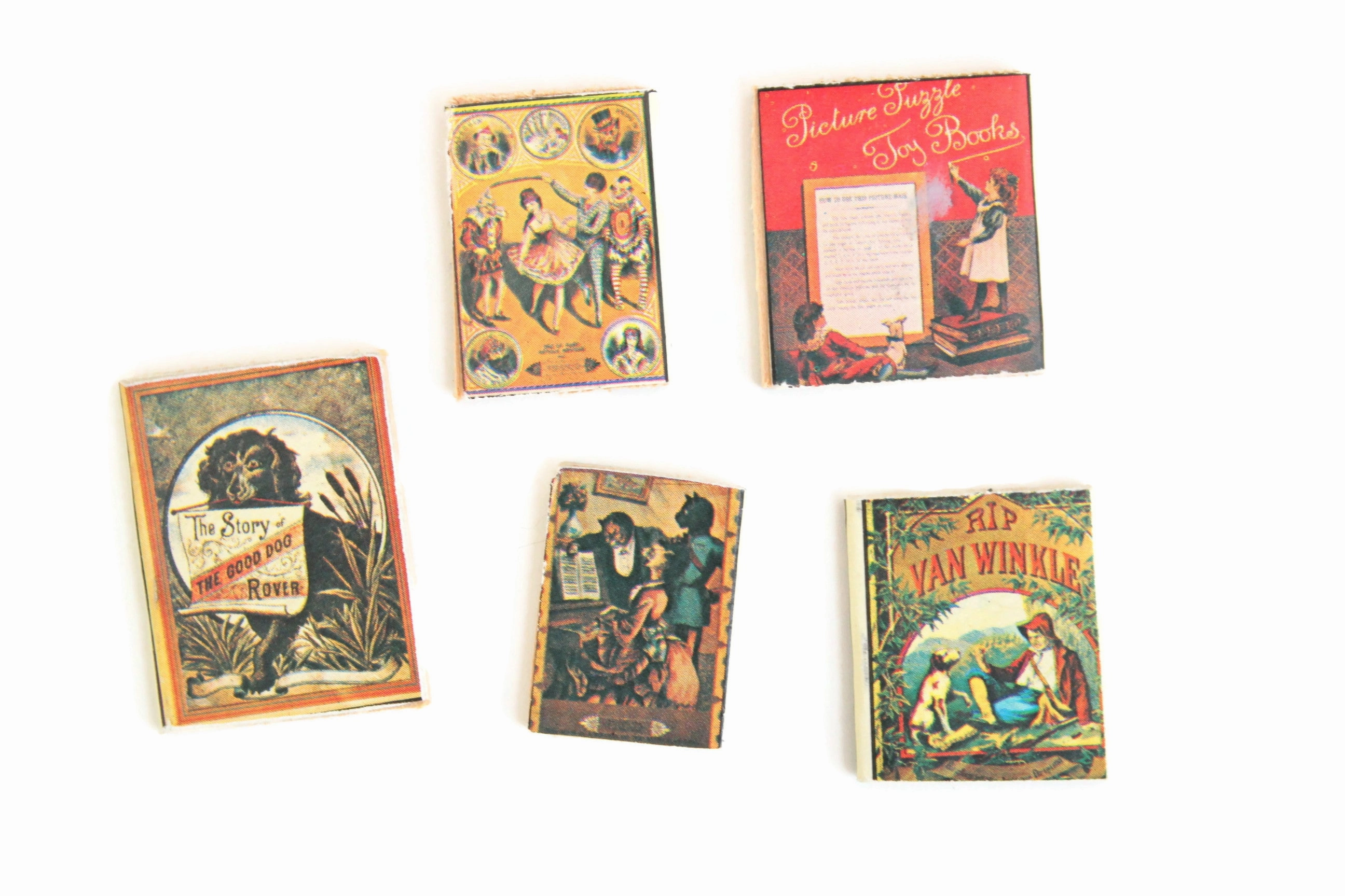 Vintage 1:12 Miniature Dollhouse Set of 5 Children's Storybooks