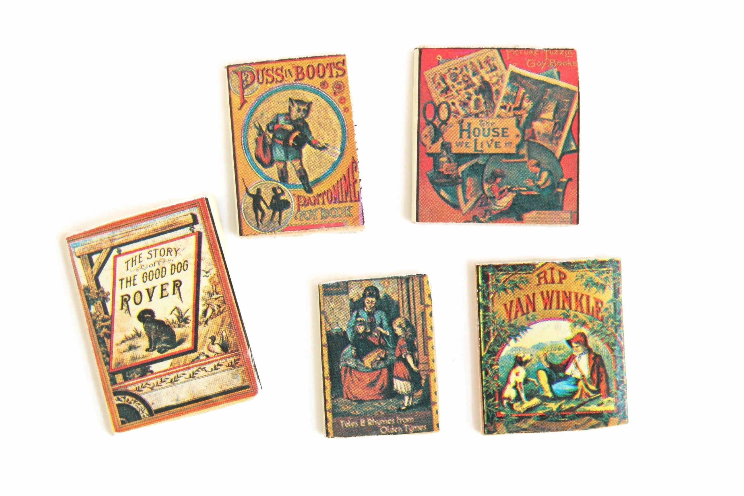 Vintage 1:12 Miniature Dollhouse Set of 5 Children's Storybooks