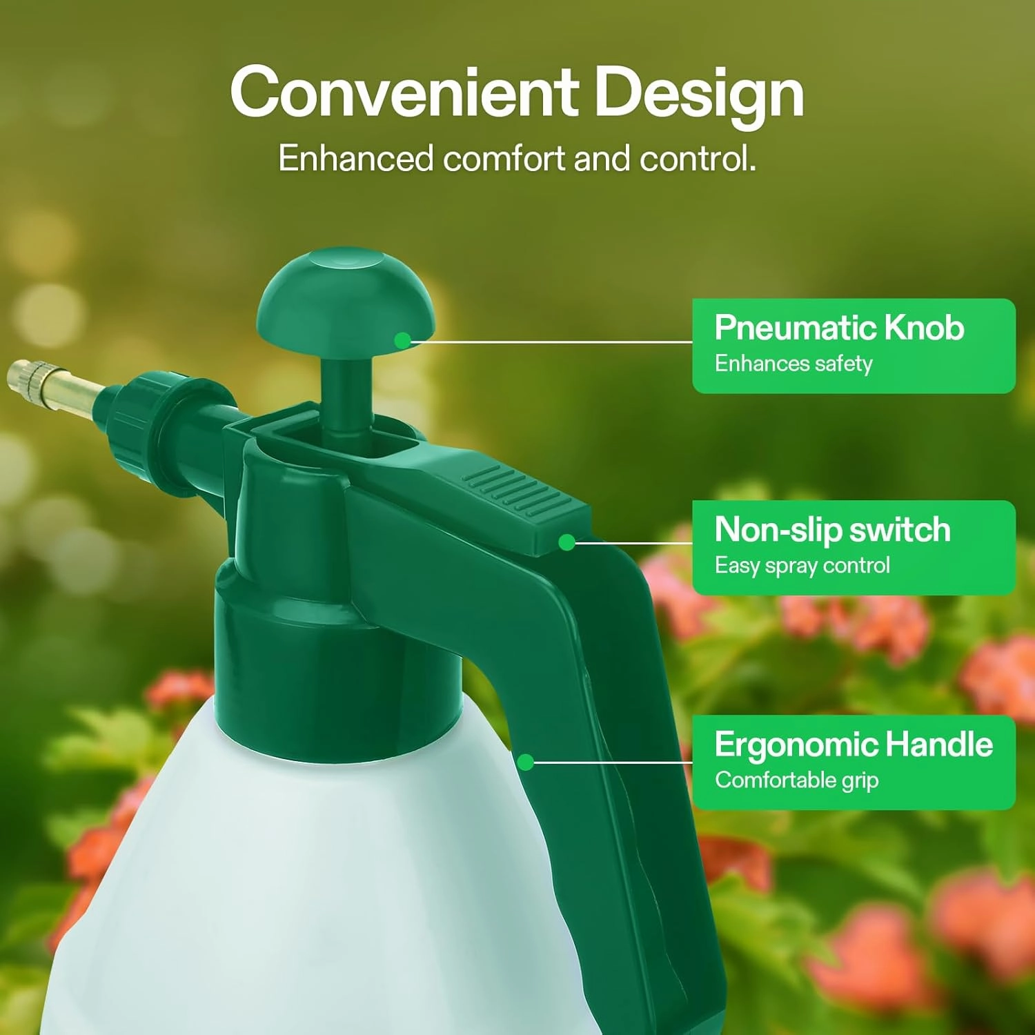 VIVOSUN 0.2 Gallon Handheld Garden Pump Sprayer, 27 oz Gallon Lawn & Garden Pressure Water Spray Bottle with Adjustable Brass Nozzle, for Plants and Other Cleaning Solutions (0.8L Green)