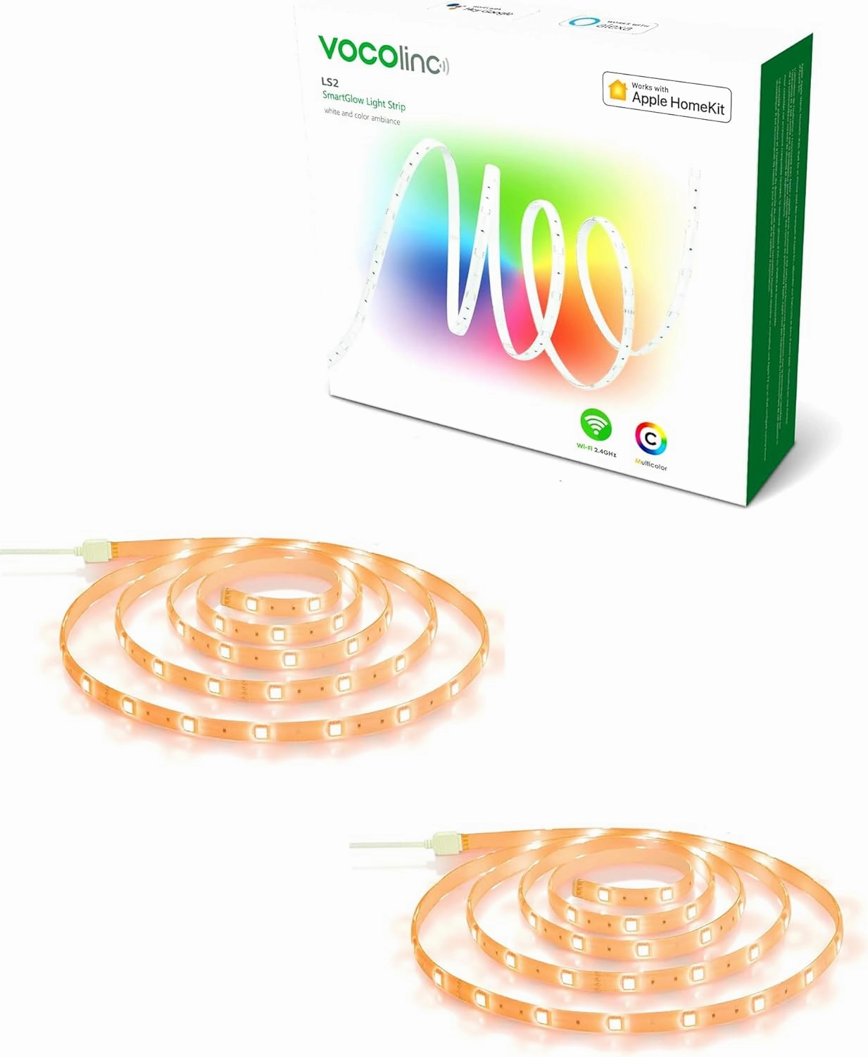 VOCOlinc Smart LED Light Strip 13.2ft RGB LED Lights for Bedroom Christmas Decorating Works with Apple HomeKit Apple HomeKit Google Assistant Voice Control No Hub Required