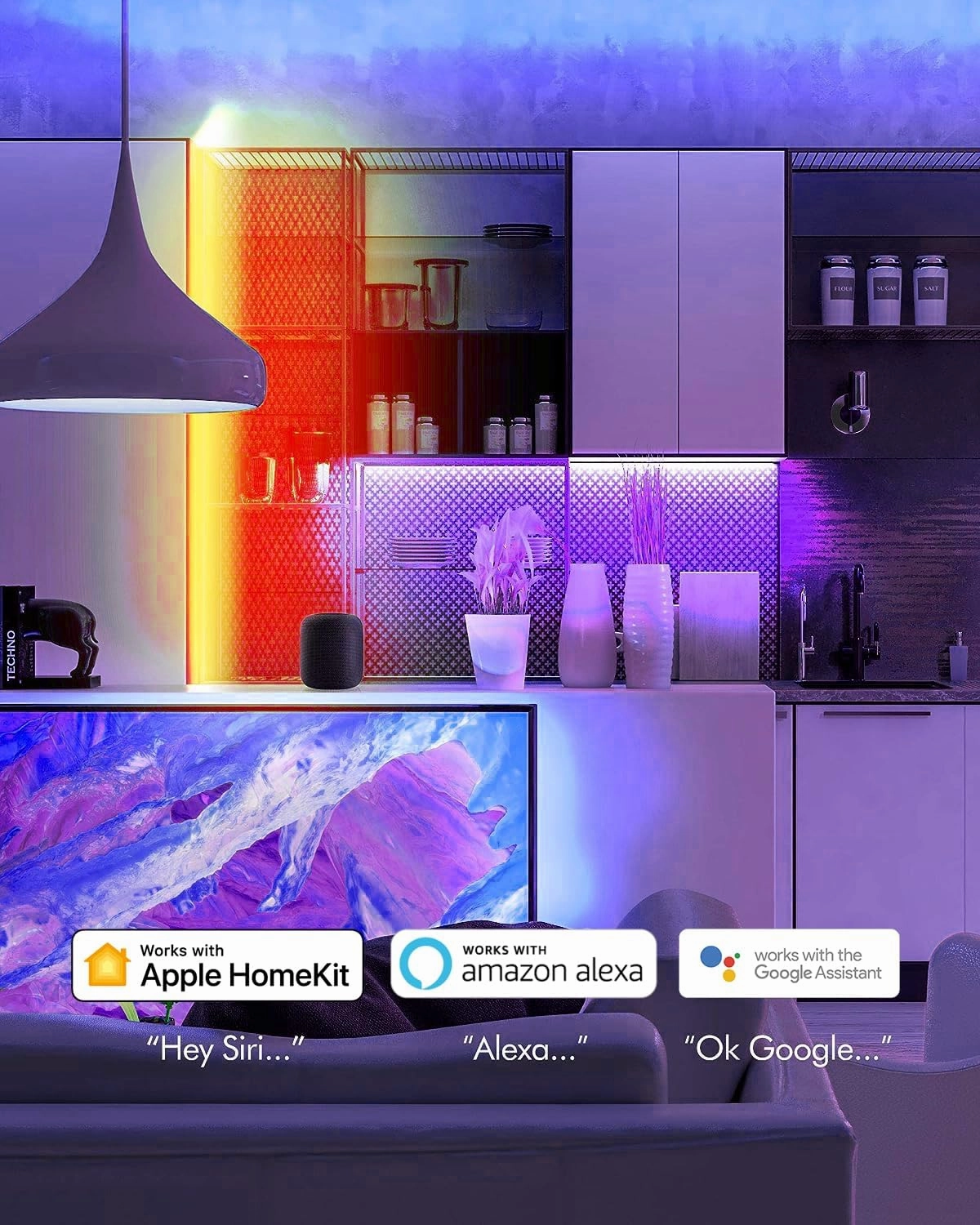 VOCOlinc Smart LED Light Strip 13.2ft RGB LED Lights for Bedroom Christmas Decorating Works with Apple HomeKit Apple HomeKit Google Assistant Voice Control No Hub Required