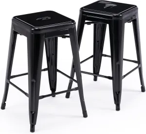 Vogue Furniture Direct 24" Bar Stools Black Backless Metal Barstools Indoor-Outdoor Counter Height Stools with Square Seat, Set of 2 - VF1571001