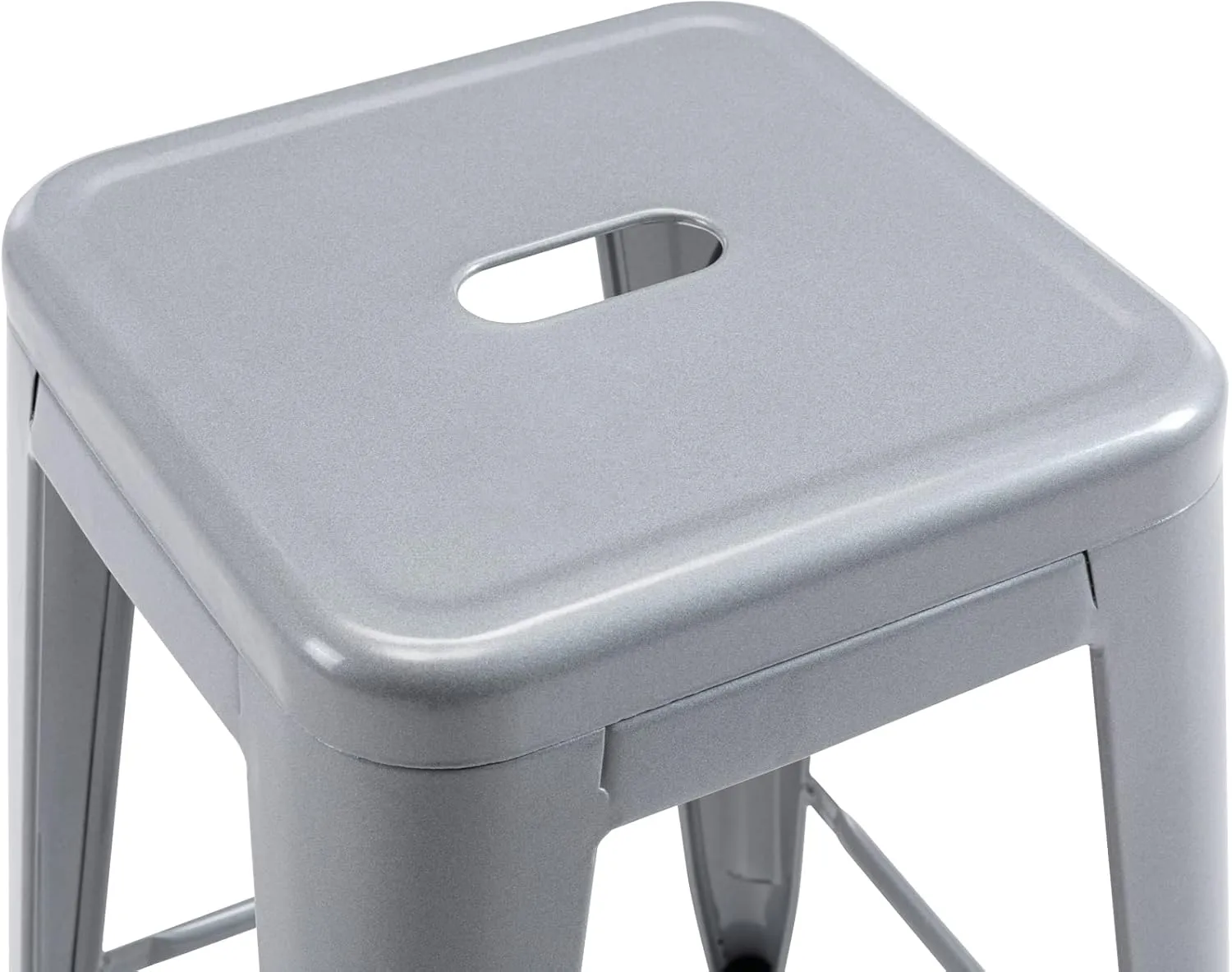 Vogue Furniture Direct 24" High Bar Stools Backless Silver Metal Barstools Indoor-Outdoor Barstools Counter Height Stools with Square Seat, Set of 2 - VF1571021