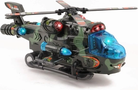 Vokodo Military Helicopter with Lights Sounds Bump and Go Self Riding Army Chopper Aircraft Toy Durable Battery Operated Kids Action Airplane Pretend Play Great Gift for Children Boys Girls Toddlers