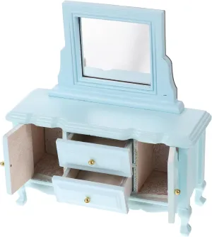 Wakauto Miniature Furniture Model Mini Scale Dressing Table with Mirror for Dollhouse Decor Realistic Mini House Accessory for Creating Fairy Tale Scenes