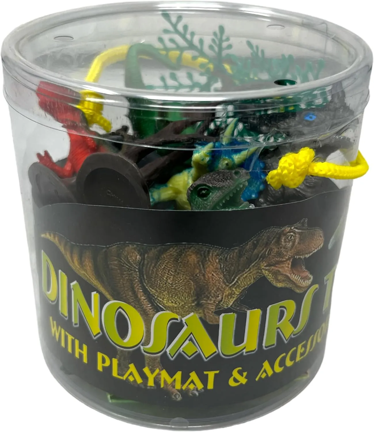 WARM FUZZY Toys Kids Tub of 7 Realistic Dinosaur Figurines, 1 Tub & Playmat - Engaging Educational Playtime - Ultimate Fun & Learning Experience for Home or Classroom (Ages 3 )