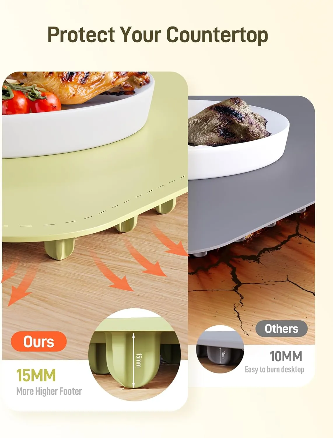 Warming Mat for Food - 8-Temp Electric Warmer Tray for Buffets, Parties with Child Lock & 4-Hour Auto Shut-Off, Easy to Clean for Baby Bottles, Thawing, Travel, Green