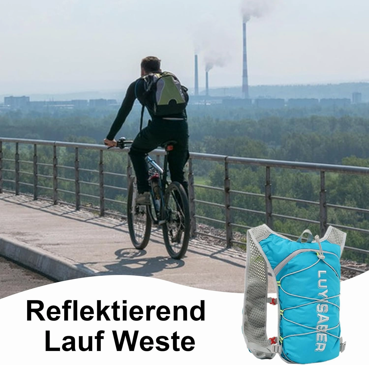 Water Backpack – Reflective Hiking Pack, Adjustable Shoulder Straps | Breathable Back Pads, Lightweight Hydration Carrier, Outdoor Daypack, for Cycling, Climbing, Trail Running, Hiking Trips