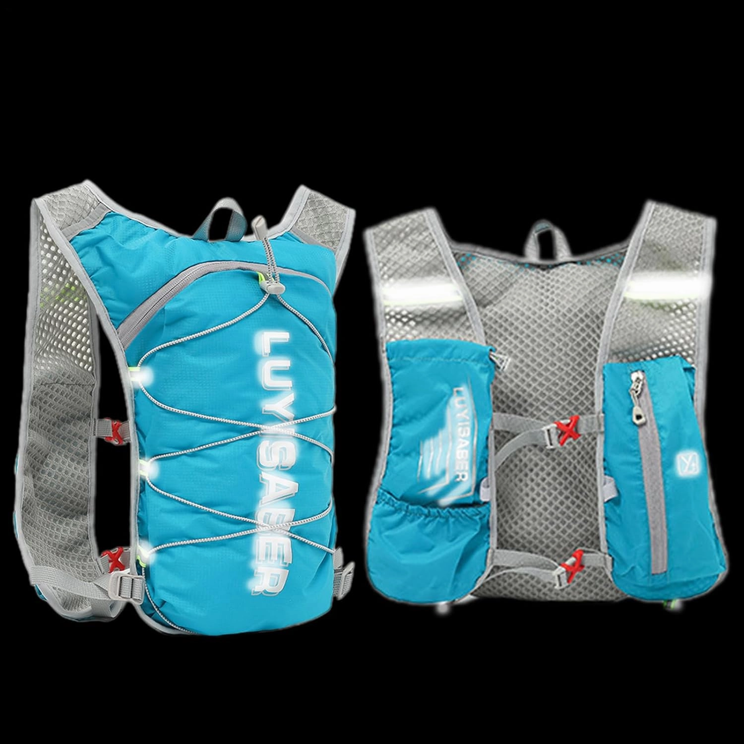 Water Backpack – Reflective Hiking Pack, Adjustable Shoulder Straps | Breathable Back Pads, Lightweight Hydration Carrier, Outdoor Daypack, for Cycling, Climbing, Trail Running, Hiking Trips