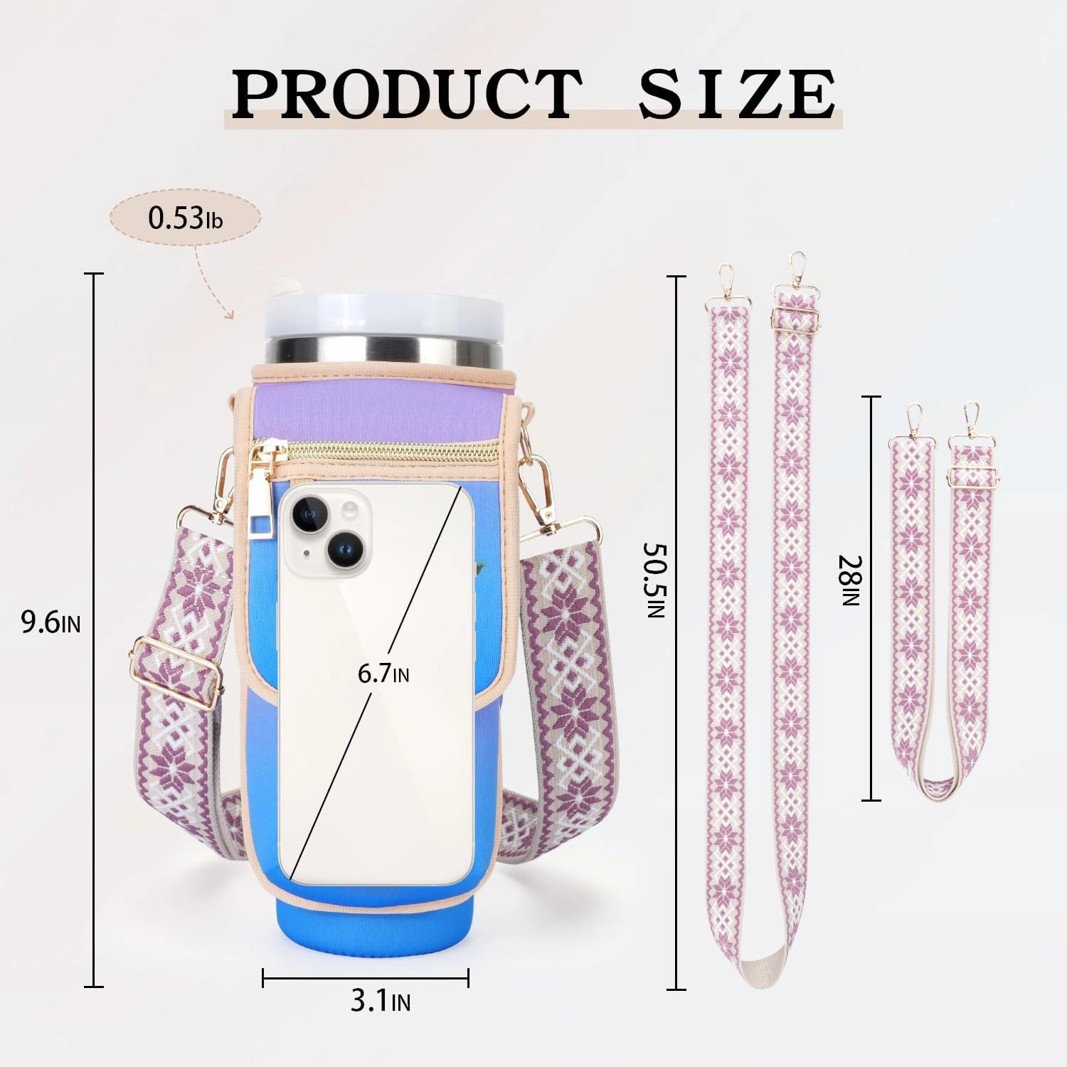 Water Bottle Carrier Bag, Crossbody Bag with Phone Pocket for Stanley 40oz,Tumbler Holder Pouch with Adjustable Shoulder Strap Cup Accessories for Hiking Camping Fishing Travelling