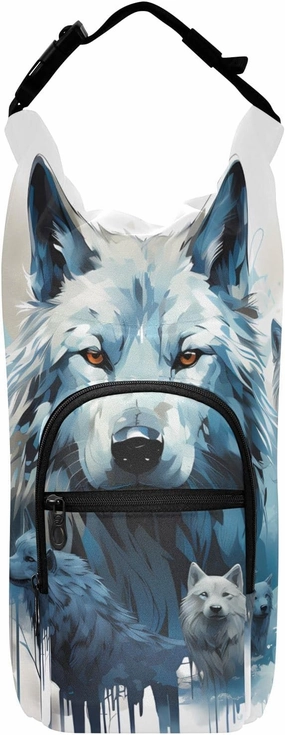 Water Bottle Carrier Bag Watercolor Wolf Family Pattern Bottle Pouch Holder Sports Water Bottle Accessories