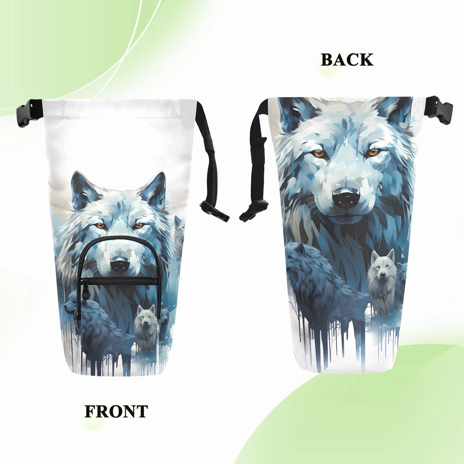Water Bottle Carrier Bag Watercolor Wolf Family Pattern Bottle Pouch Holder Sports Water Bottle Accessories