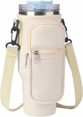 Water Bottle Carrier Bag with Phone Pocket for Stanley Quencher H2.0 & Adventure 40oz Tumbler, Adjustable Shoulder Hand Strap, Accessories for Walking Hiking Travelling Camping